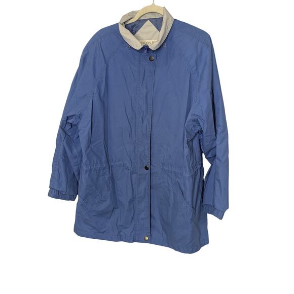 Vintage London Fog Barn Coat Chore Jacket Waterproof Blue White Womens Size XL - Picture 1 of 9